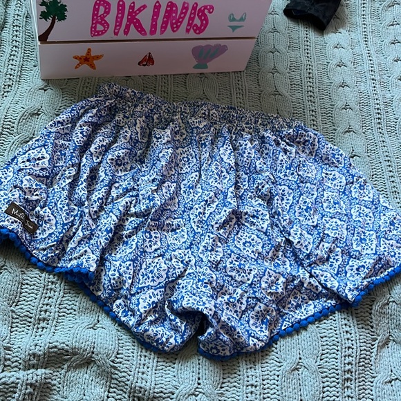 🔴 $3 - Matilda Jane Swim Cover Up Shorts Sz Small Blue and White - Picture 6 of 7